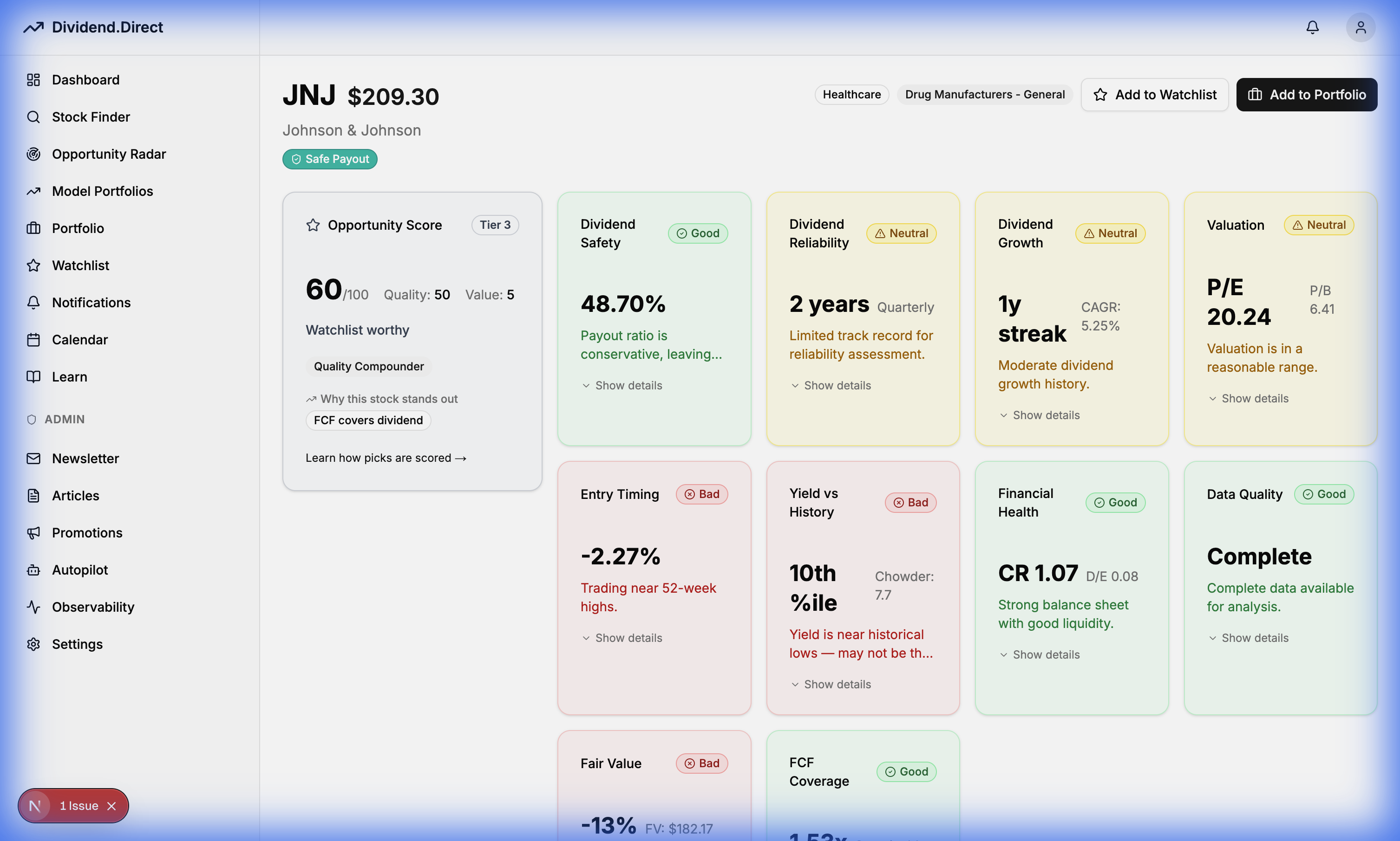 Value Score on Opportunity Summary